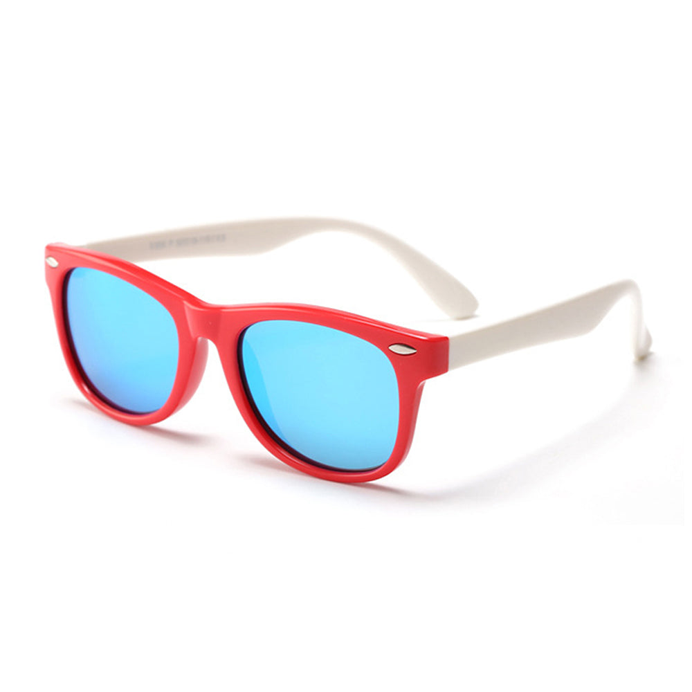 Techsuit - Sunglasses Polarised (D802) - for Kids, UV Protection - Red / White / Ice-Blue