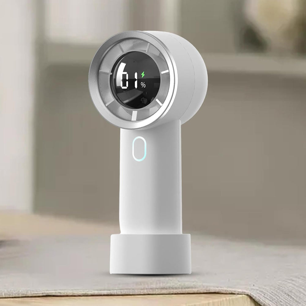 Techsuit - Handheld Fan (HX130) - Digital Display, Ultra Silent, 1200mAh - White