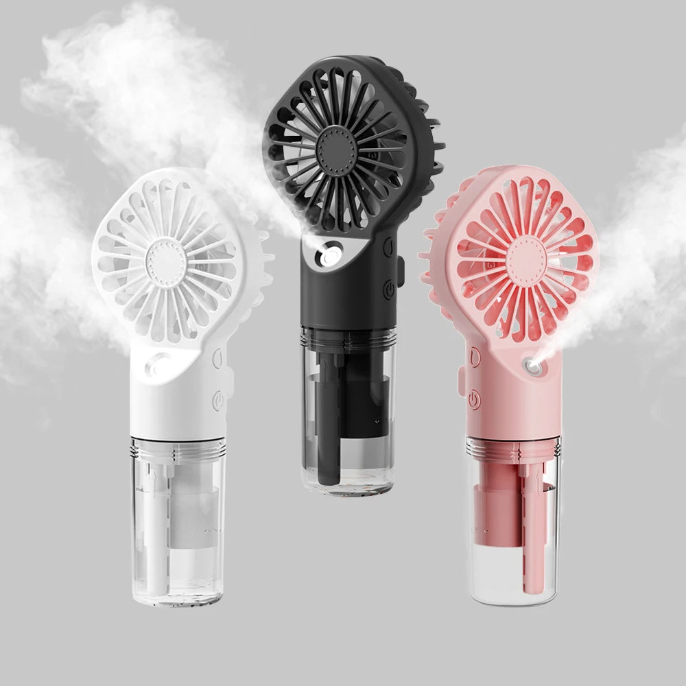 Techsuit - Handheld Fan (G10) - Portable, with Humidifier, Four Speeds, USB - Pink
