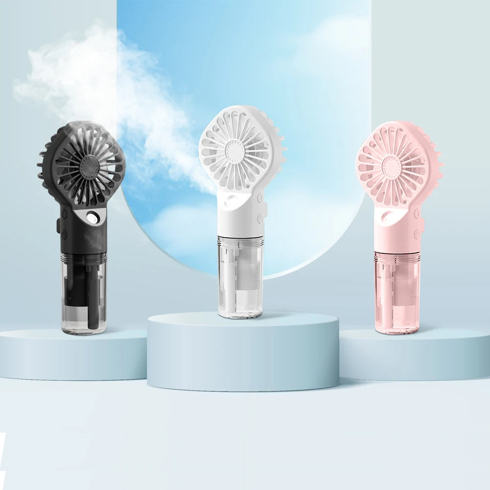 Techsuit - Handheld Fan (G10) - Portable, with Humidifier, Four Speeds, USB - Pink