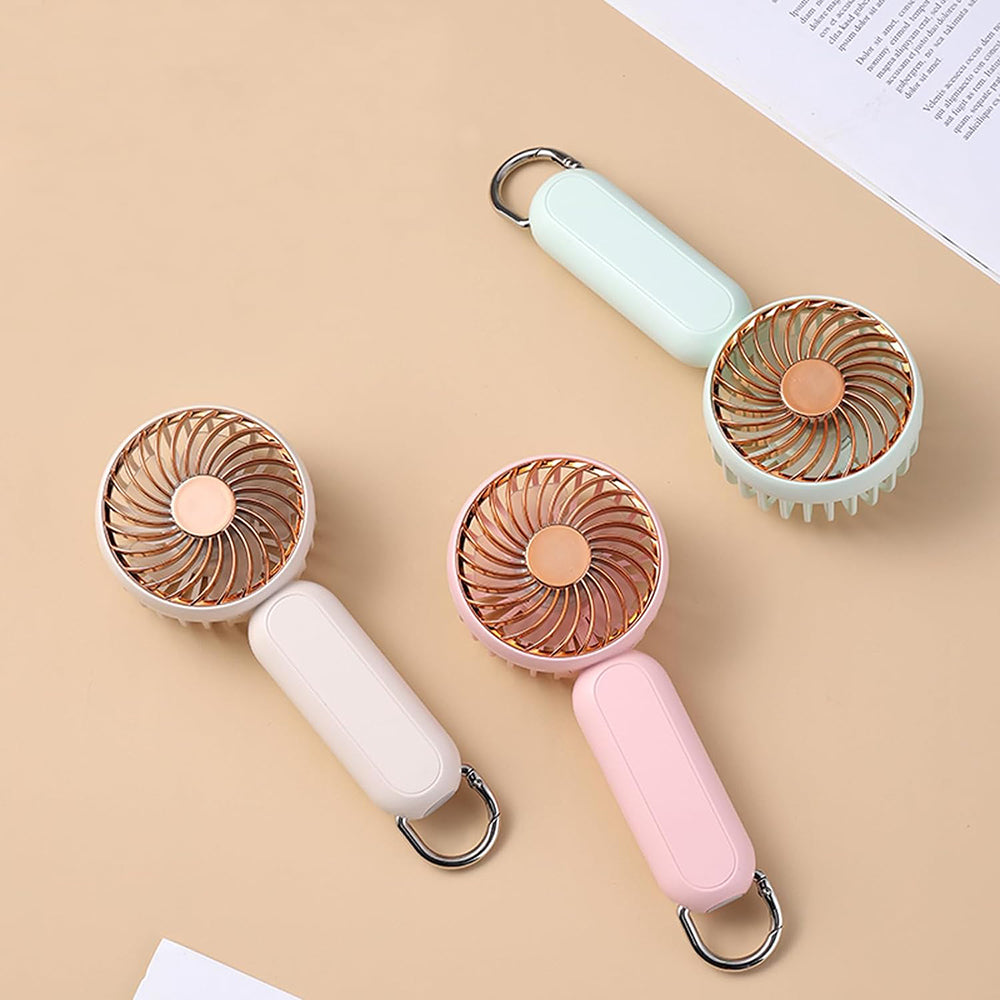 Techsuit - Handheld Fan (A217) - USB Rechargeable, Three Speeds, 1200mAh - Gold Beige