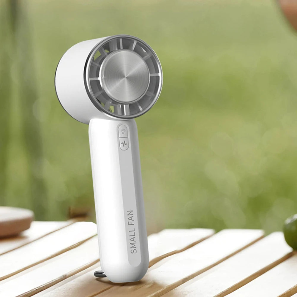 Techsuit - Handheld Fan (HX138) - Portable, Rechargeable, Three Speeds, with Flashlight, 1200mAh - White