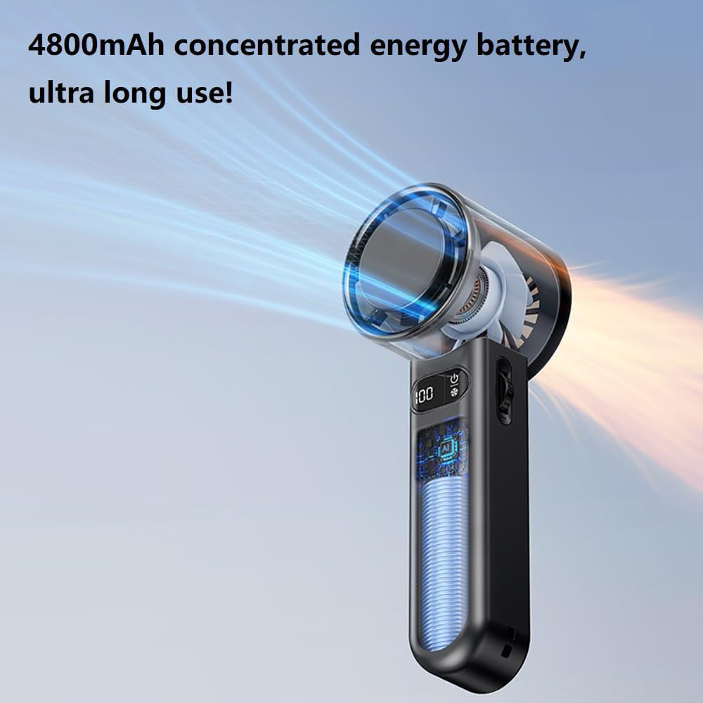 Techsuit - Premium Handheld Fan (F83) - Portable, Adjustable, Rechargeable, 4800mAh - Black
