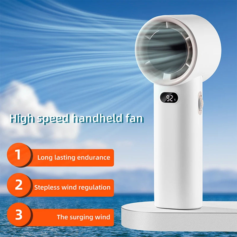 Techsuit - Premium Handheld Fan (K38) - Portable, Adjustable, Rechargeable, Digital Display, 4000mAh - White