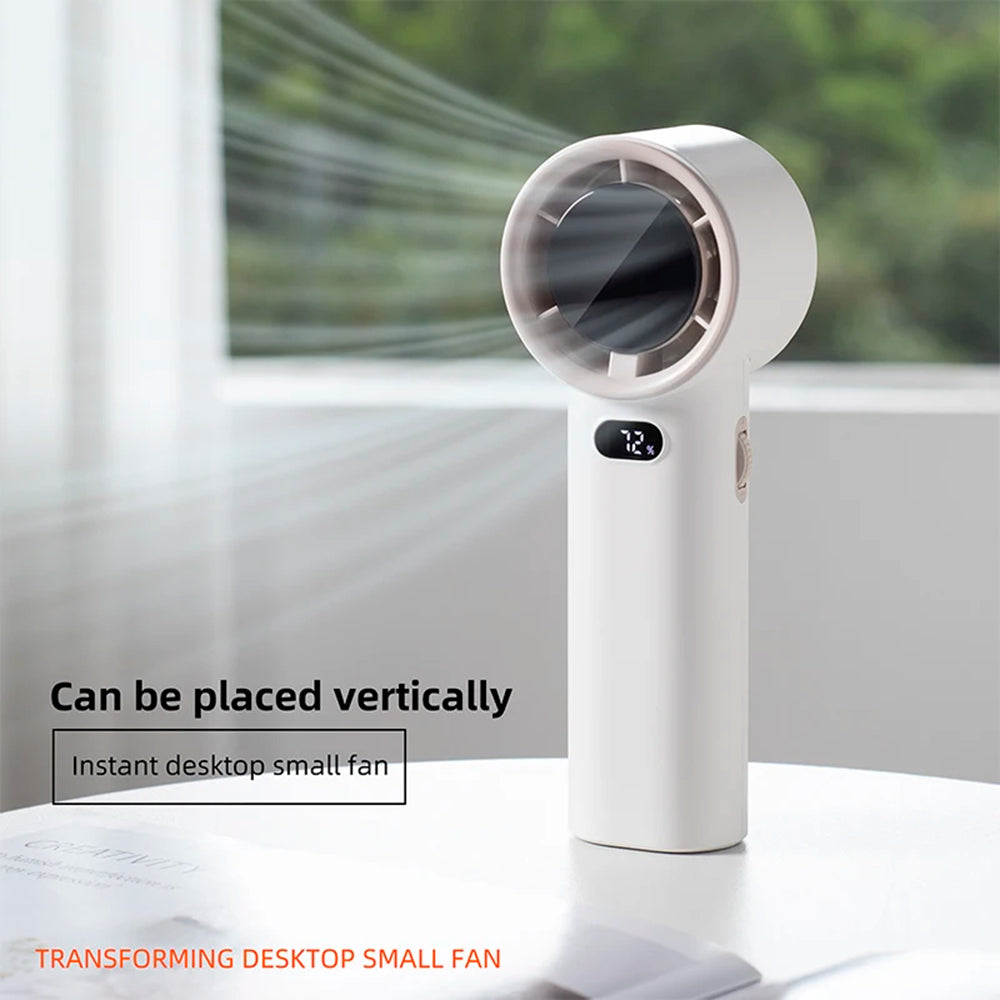 Techsuit - Premium Handheld Fan (K38) - Portable, Adjustable, Rechargeable, Digital Display, 4000mAh - White