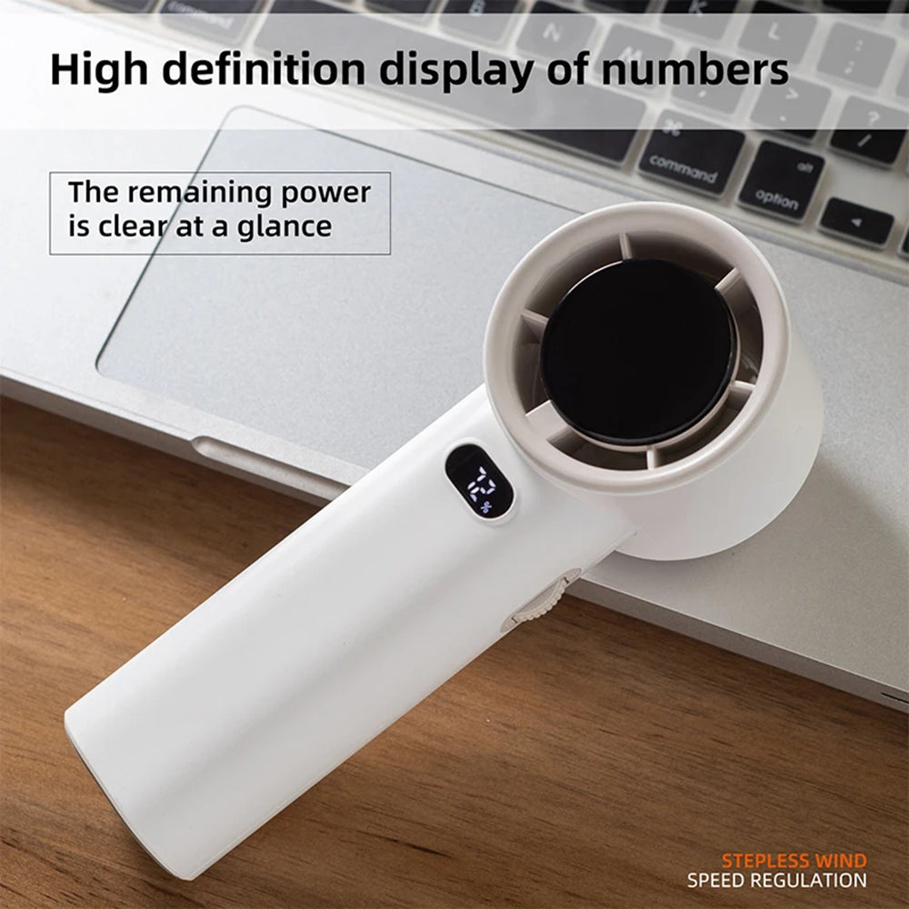 Techsuit - Premium Handheld Fan (K38) - Portable, Adjustable, Rechargeable, Digital Display, 4000mAh - Black