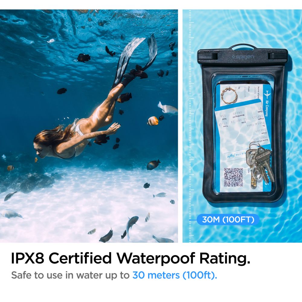 Spigen - (2 pack) Waterproof Case A601 (AMP04523) - IPX8, for Phone 3.5 - 7" - Black