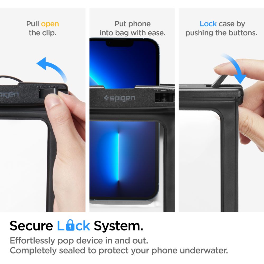 Spigen - (2 pack) Waterproof Case A601 (AMP04523) - IPX8, for Phone 3.5 - 7" - Black
