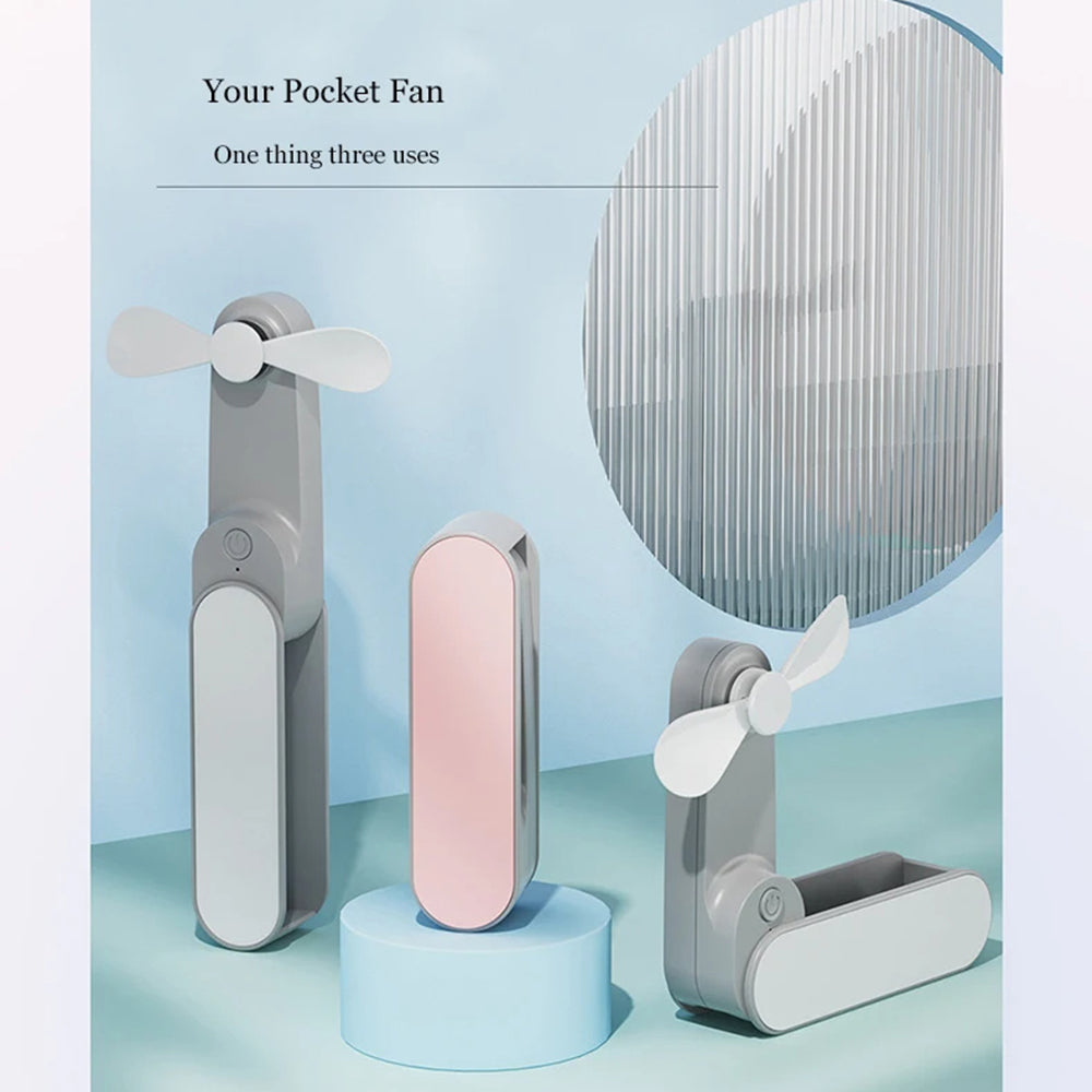 Techsuit - Handheld Fan (TF1) - Portable, for Pocket, Adjustable, Rechargeable, Silent, 1200mAh - Green