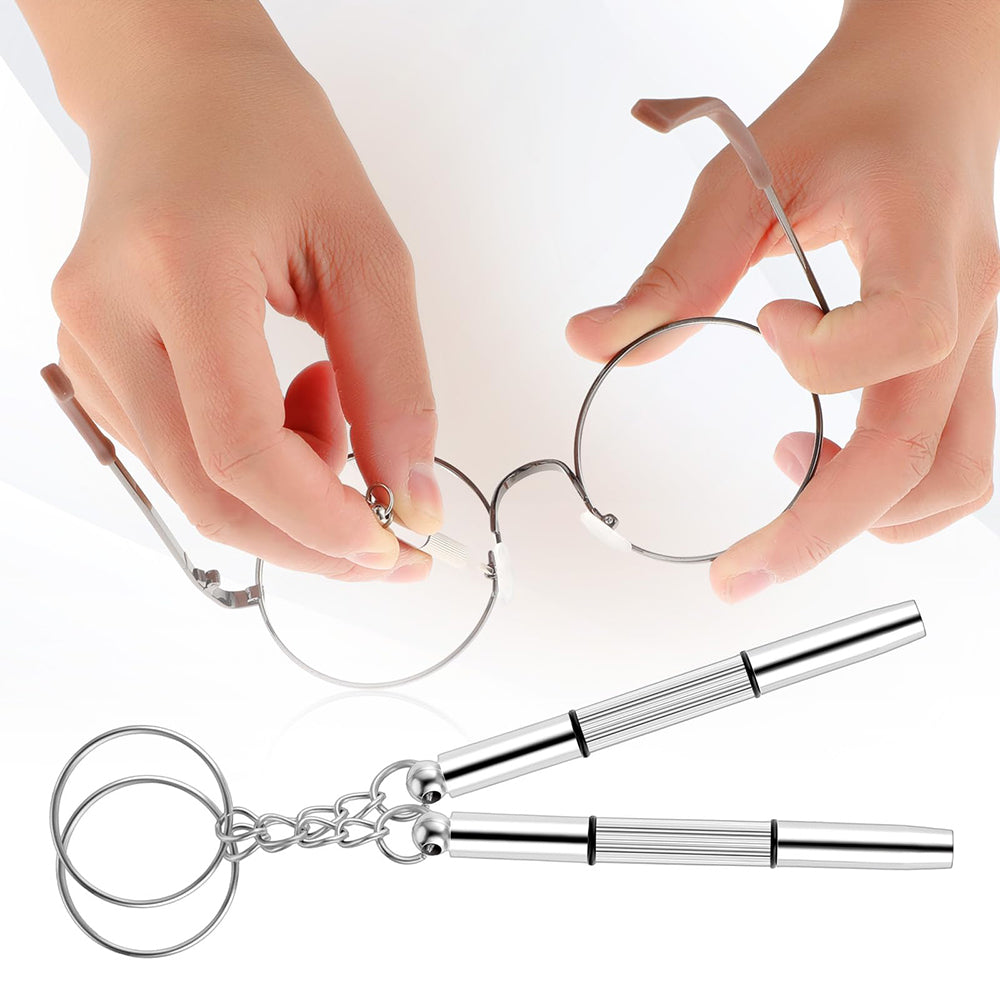Techsuit - [Pack] Glasses Screwdriver with 4 Pairs of Silicone Nose Pads (ST1) - from Metal, 6 x 0.5cm - Silver