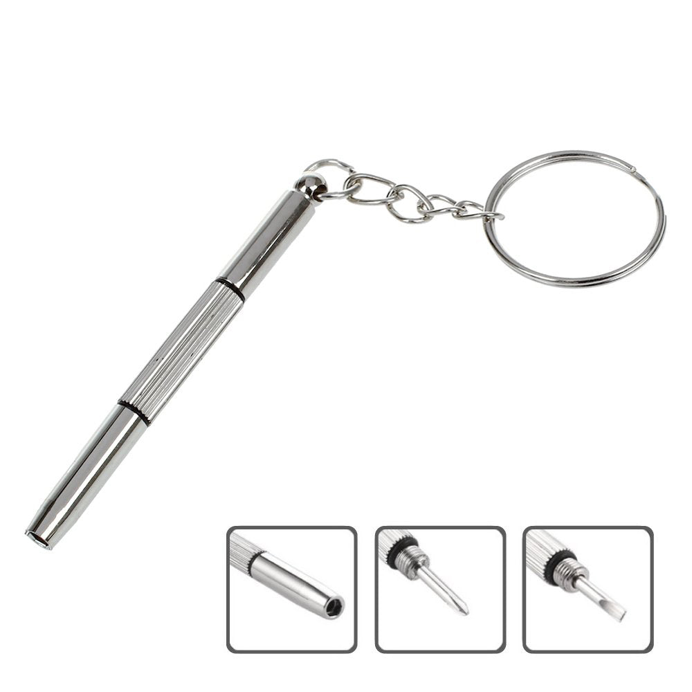 Techsuit - [Pack] Glasses Screwdriver with 4 Pairs of Silicone Nose Pads (ST1) - from Metal, 6 x 0.5cm - Silver