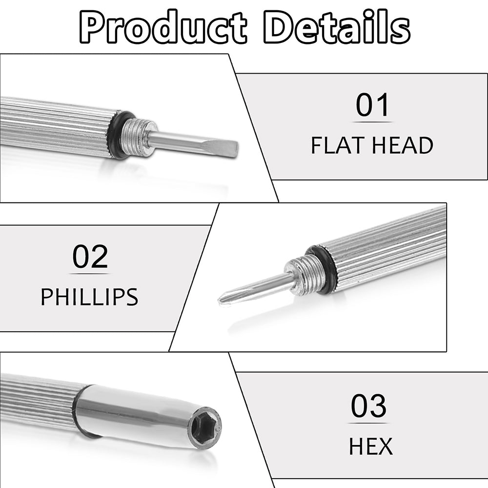 Techsuit - [Pack] Glasses Screwdriver with 4 Pairs of Silicone Nose Pads (ST1) - from Metal, 6 x 0.5cm - Silver