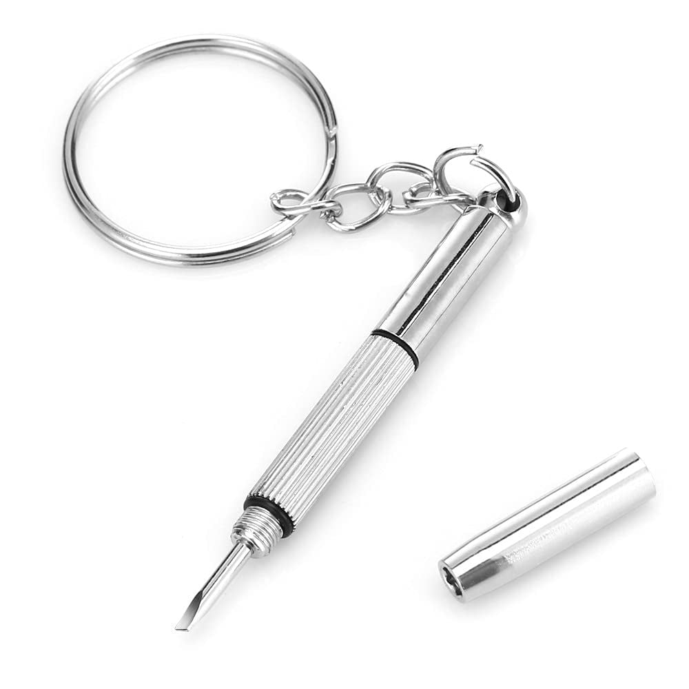 Techsuit - [Pack] Glasses Screwdriver with 4 Pairs of Silicone Nose Pads (ST1) - from Metal, 6 x 0.5cm - Silver