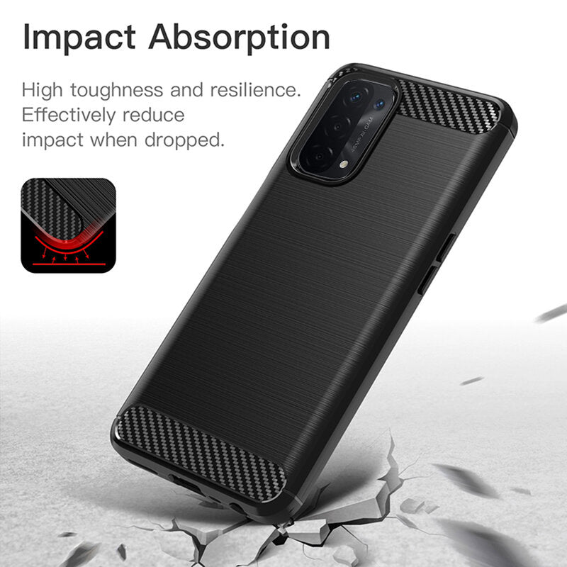 Techsuit - Carbon Silicone - Oppo A54 5G / A74 5G / OnePlus Nord N200 5G - Black