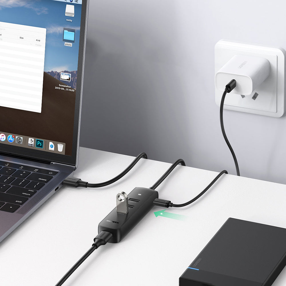 Ugreen - Connection Hub CM416 (80657) - USB 3.0 to 4x USB-A, Type-C 5Gbps, 1m - Black