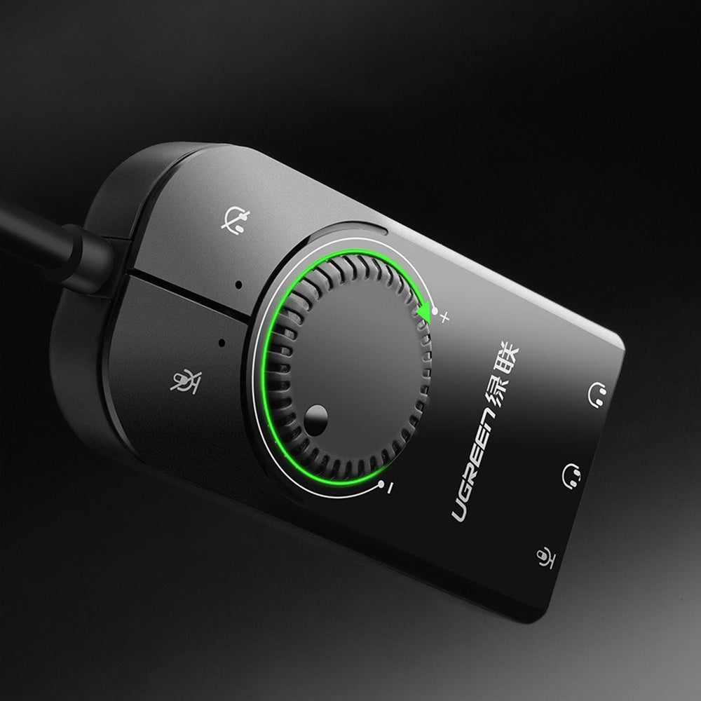 Ugreen - OTG Audio Adapter CM129 (40964) - USB2.0 to Jack Headphone, Jack Mono Microphone, 4-pin Combo Mic, 0.15m - Blac