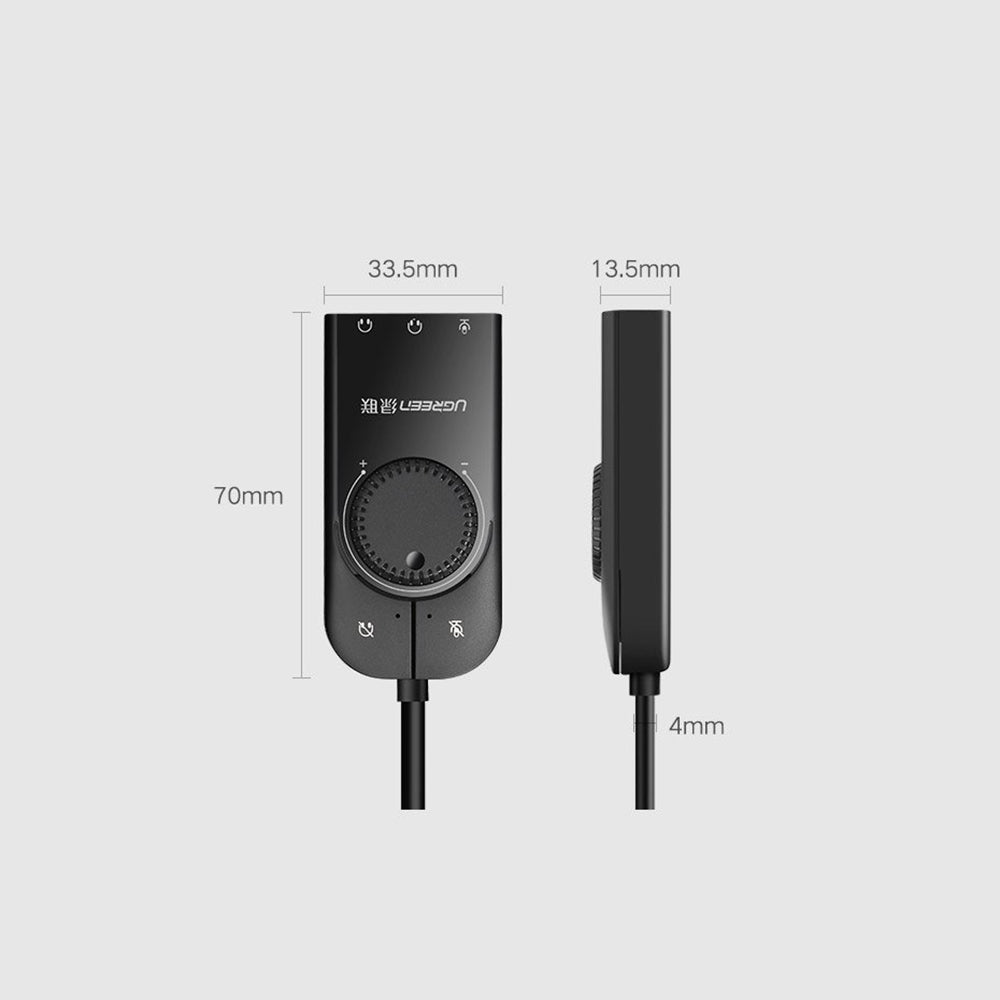 Ugreen - OTG Audio Adapter CM129 (40964) - USB2.0 to Jack Headphone, Jack Mono Microphone, 4-pin Combo Mic, 0.15m - Blac