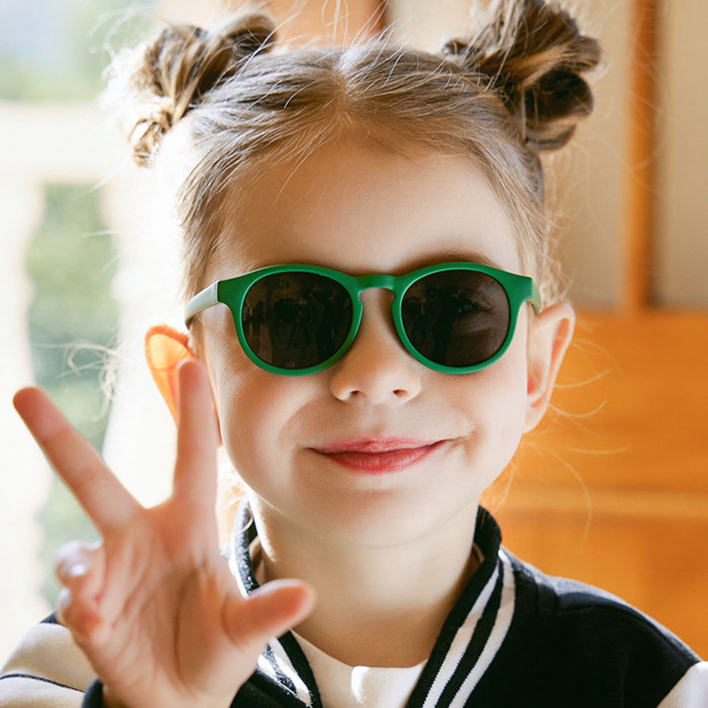 Techsuit - Sunglasses Polarised (8308-C27) - for Babies, Round Shape, with Strap - Lake Blue / Pink