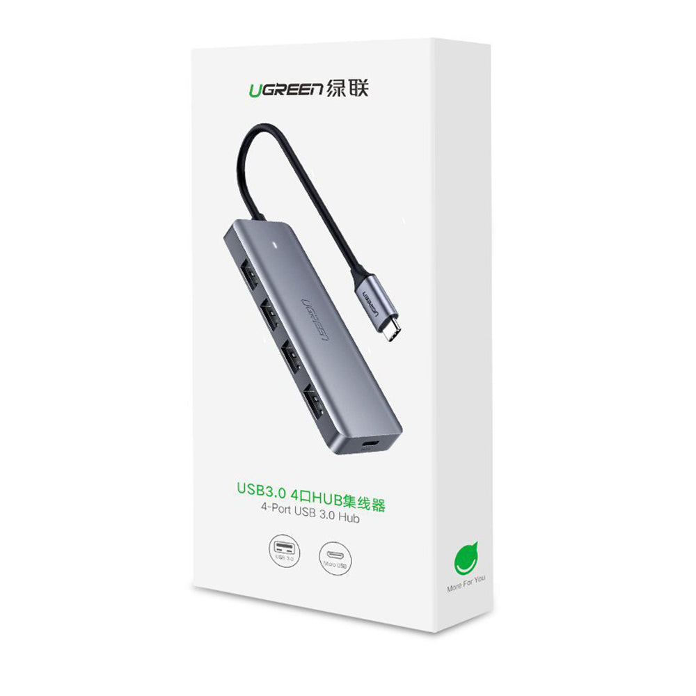 Ugreen - Docking Station CM219 (70336) - Type-C to 4xUSB-A 3.0, Micro-USB Power Port, 5Gbps - Gray