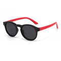 Techsuit - Sunglasses Polarised (8308-C14) - for Babies, Round Shape, with Strap - Black / Red