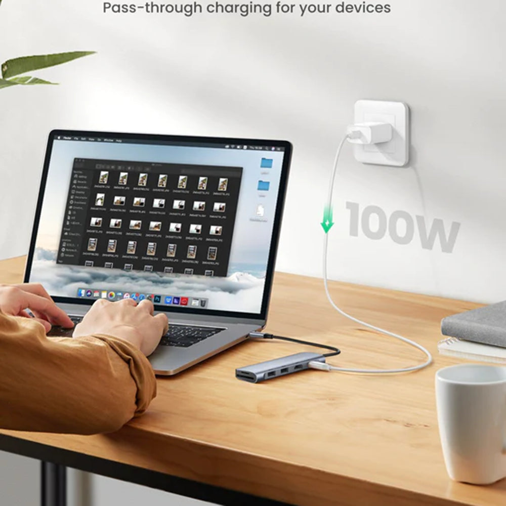 Ugreen - Docking Station CM195 (70411) - Type-C to 2xUSB-A 3.0, HDMI 4k@30Hz, SD/TF Card Reader, Type-C PD 100W - Space 