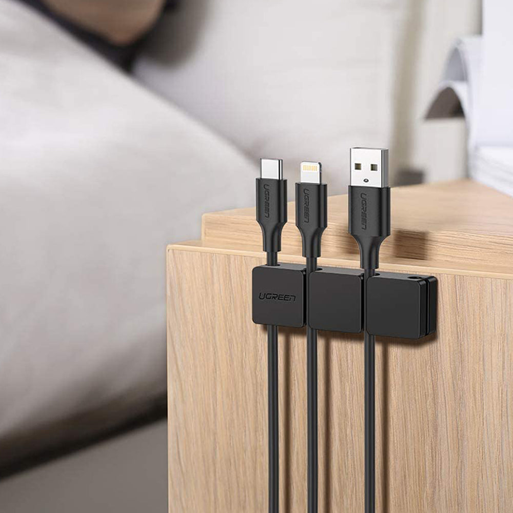 Ugreen - Cable Organizer 3+1 LP208 (70585) - Main and Single, 4 Holder Clips - Black