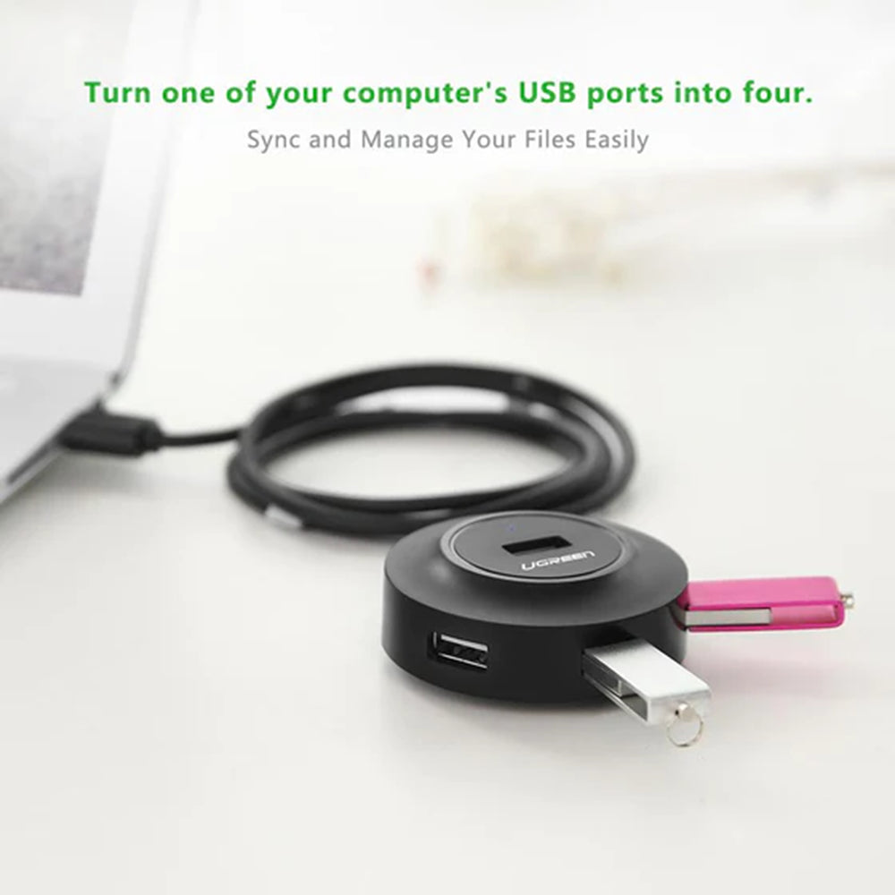 Ugreen - Connection Hub CR106 (20277) - USB-A to 4xUSB-A 2.0, with Cable, 1m - Black