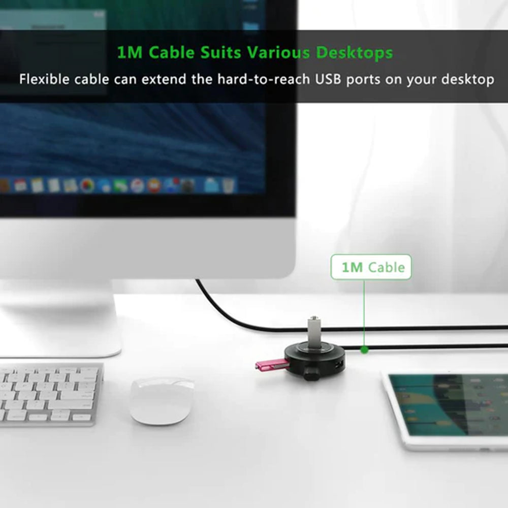 Ugreen - Connection Hub CR106 (20277) - USB-A to 4xUSB-A 2.0, with Cable, 1m - Black