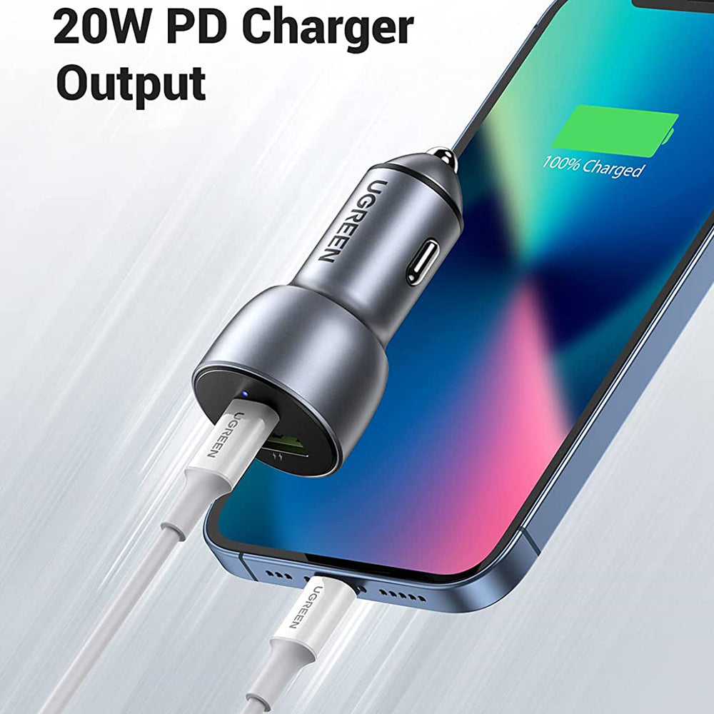 Ugreen - Car Charger Aluminium Shell CD213 (60980) - 2x USB-A, QC 3.0, 42.5W - Dark Blue
