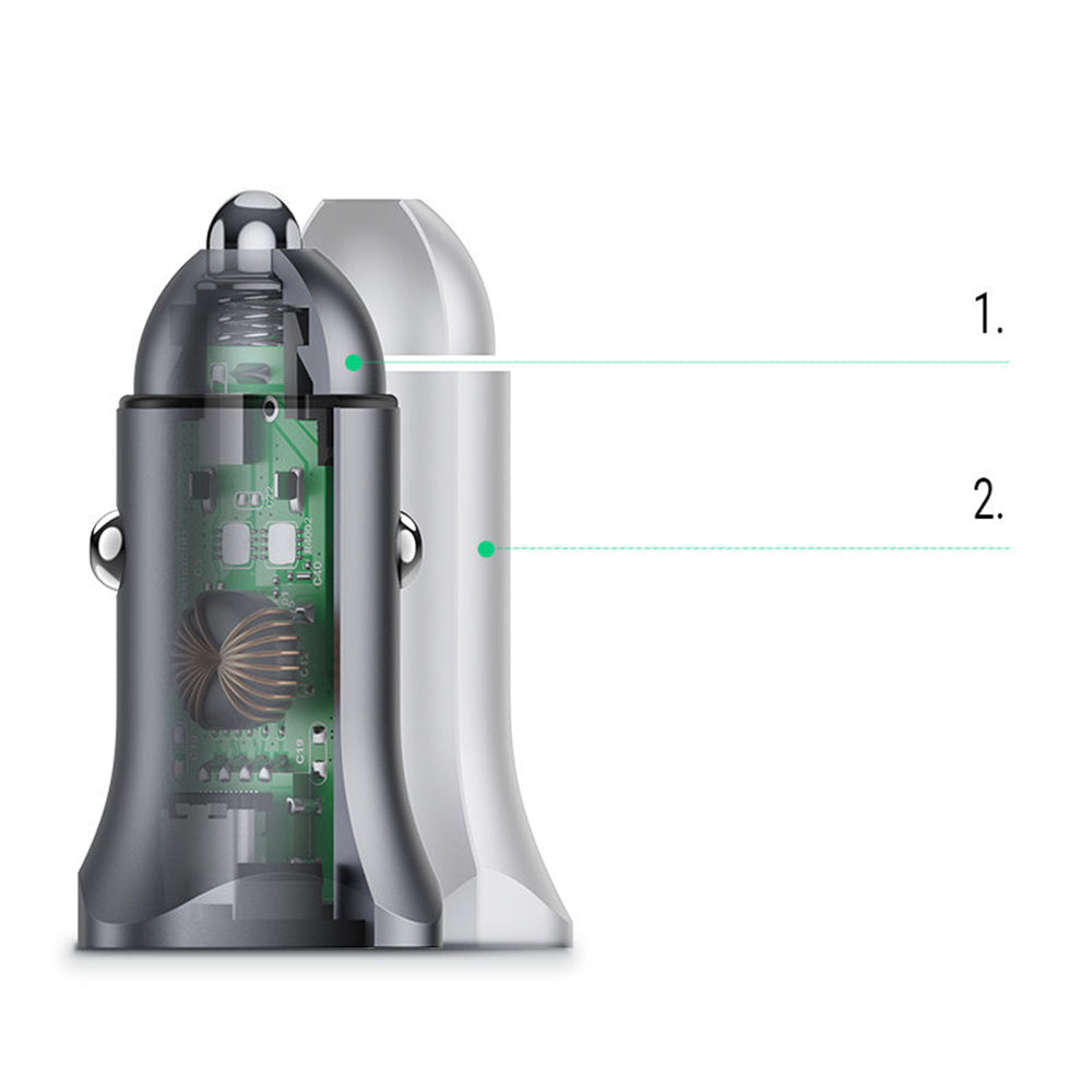 Ugreen - Car Charger CD130 (30780) - 2x USB-A, 24W, 4.8A - Space Gray