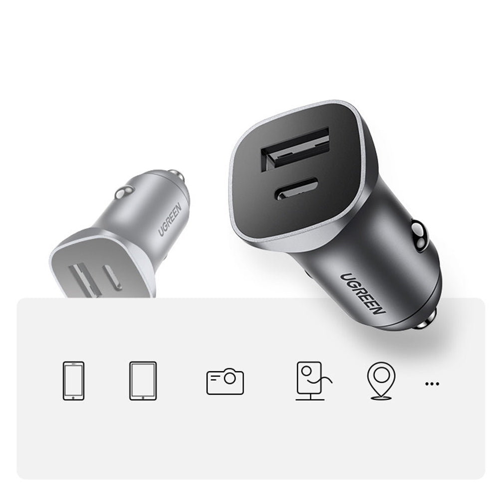 Ugreen - Car Charger CD130 (30780) - 2x USB-A, 24W, 4.8A - Space Gray