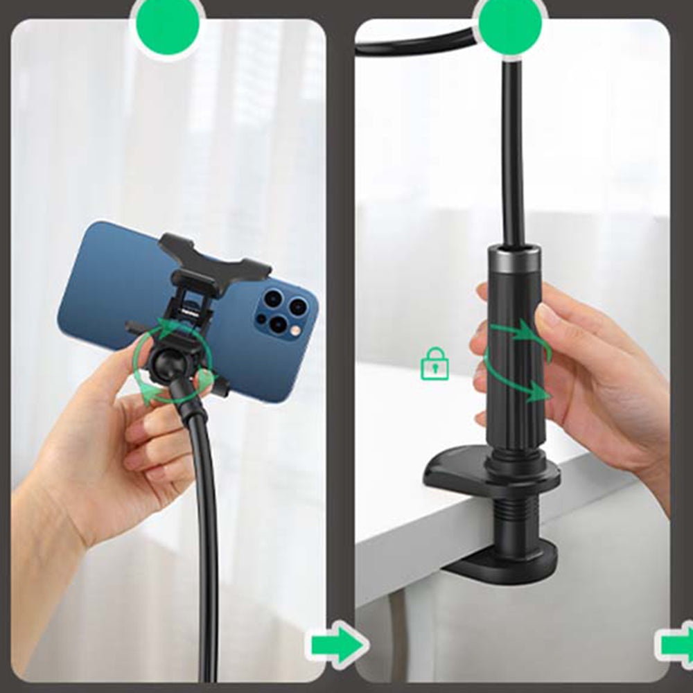 Ugreen - Desk Holder LP113 (80906) - Clamp Grip, Ajustable Arm (120cm), 360° Rotation, for Phone with max 7.2" - Black
