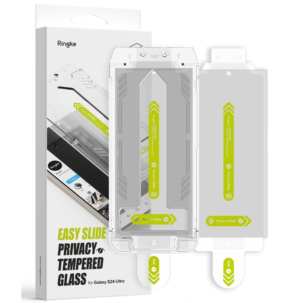 Ringke Folie de protectie Ringke Easy Slide Tempered Glass (set de 2) compatibil cu Samsung Galaxy S24 Ultra, Privacy – 