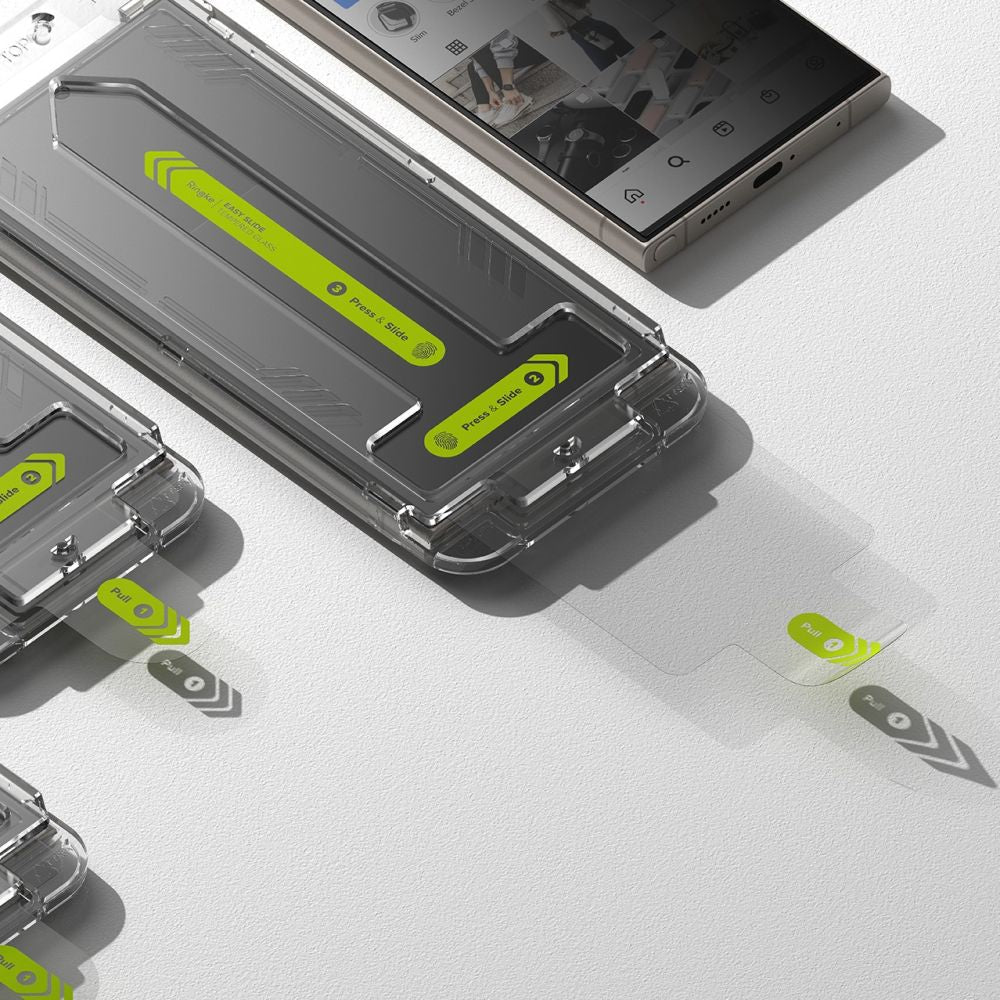Ringke Folie de protectie Ringke Easy Slide Tempered Glass (set de 2) compatibil cu Samsung Galaxy S24 Ultra, Privacy – 