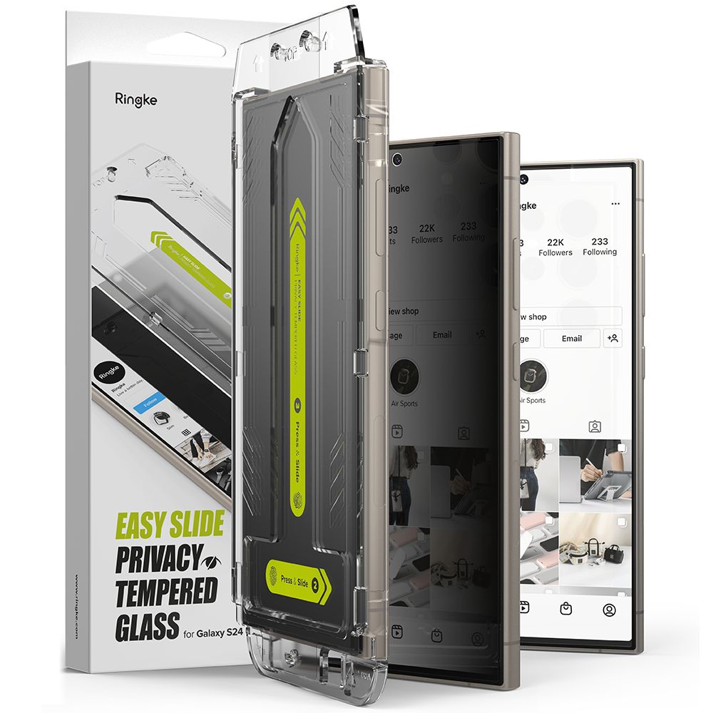 Ringke Folie de protectie Ringke Easy Slide Tempered Glass (set de 2) compatibil cu Samsung Galaxy S24 Ultra, Privacy