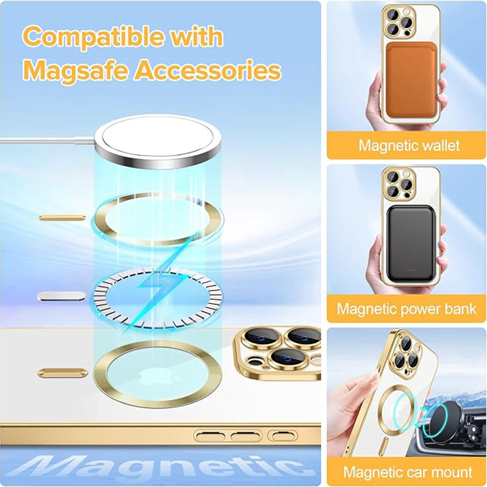 TechSuit Husa de protectie Techsuit Luxury Crystal MagSafe compatibil cu iPhone 15 Pro Max, Auriu – imagine 4