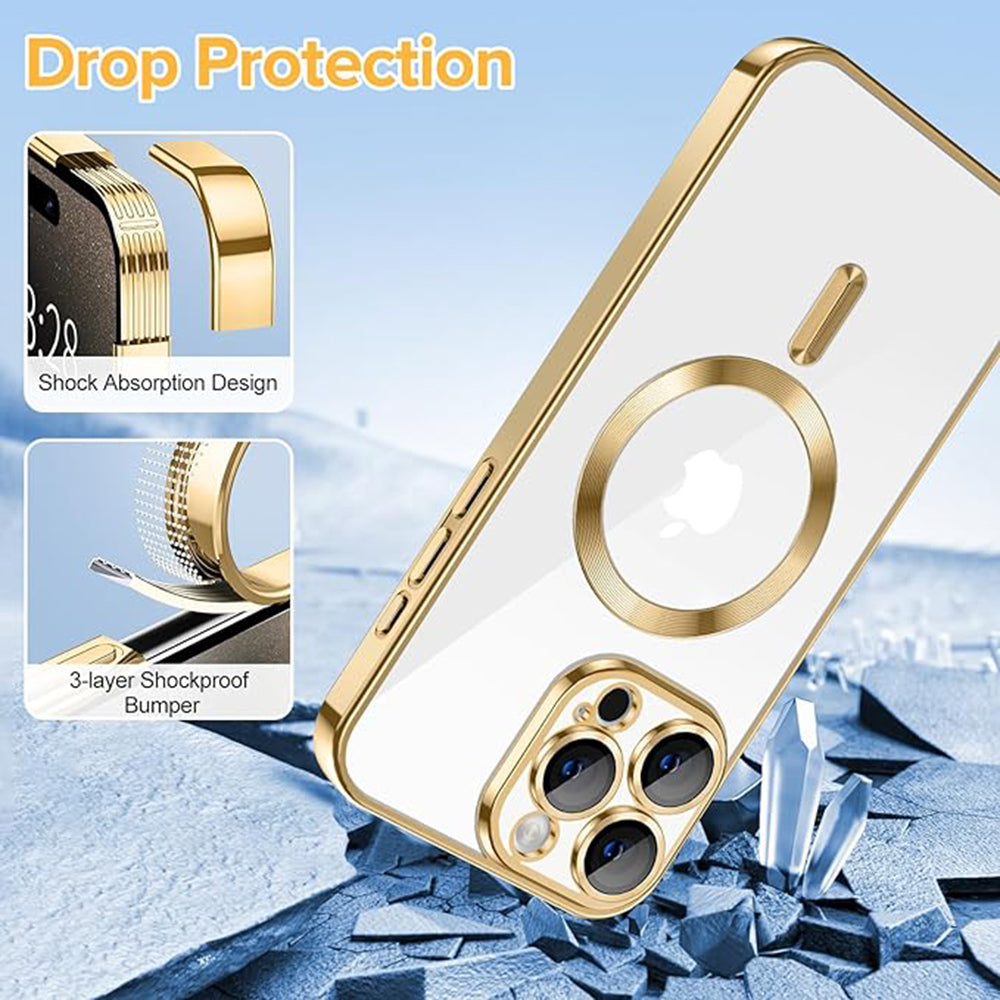 TechSuit Husa de protectie Techsuit Luxury Crystal MagSafe compatibil cu iPhone 15 Pro Max, Auriu – imagine 3