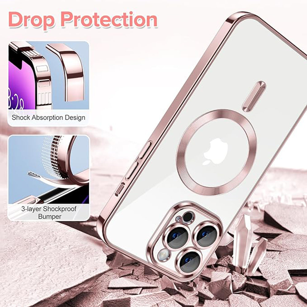 Husa de protectie Techsuit Luxury Crystal MagSafe compatibil cu iPhone 14 Pro Max, Roz