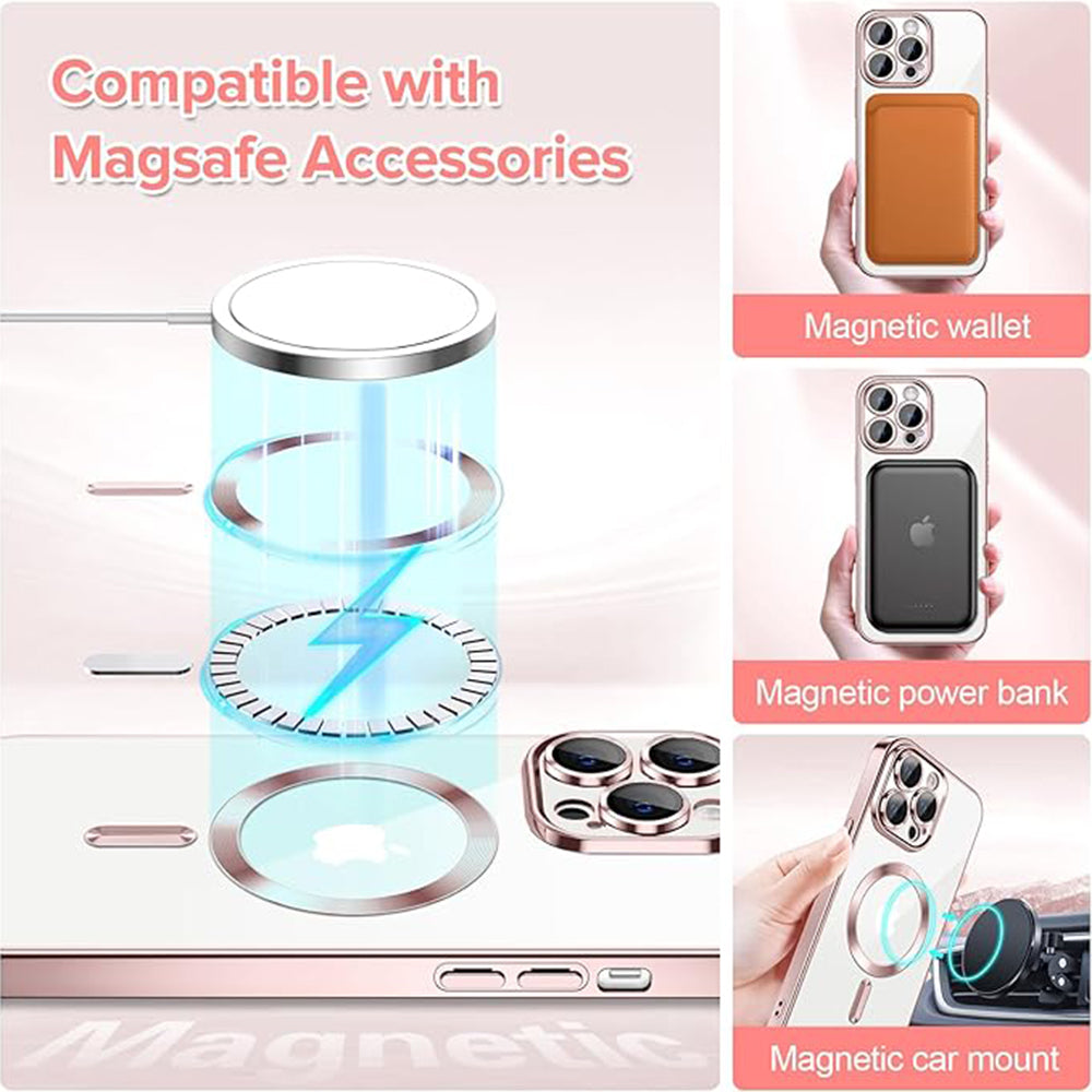 Husa de protectie Techsuit Luxury Crystal MagSafe compatibil cu iPhone 14 Pro, Roz