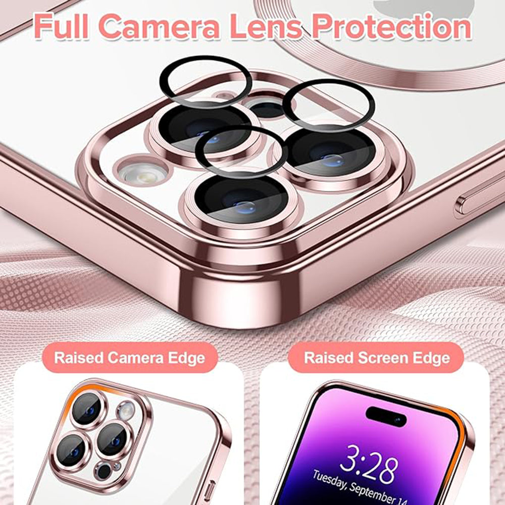 Husa de protectie Techsuit Luxury Crystal MagSafe compatibil cu iPhone 14 Pro, Roz