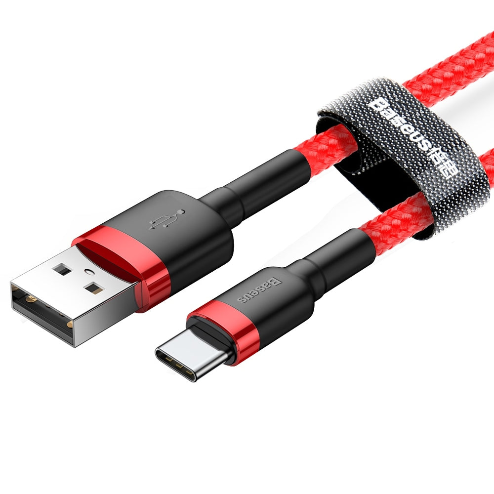 Baseus - Data Cable Cafule (CATKLF-A09) - USB to Type-C, Fast Charge, 3A, 480Mbps, 0.5m - Red
