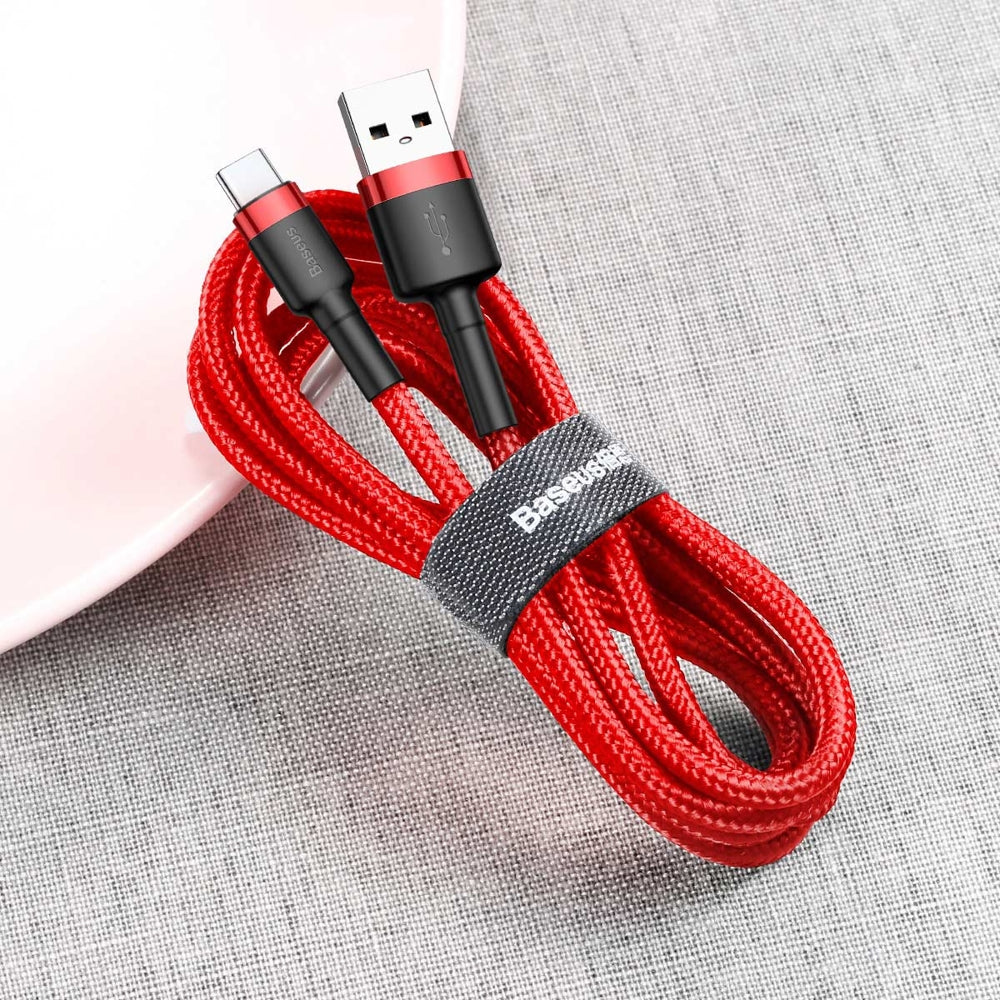 Baseus - Data Cable Cafule (CATKLF-A09) - USB to Type-C, Fast Charge, 3A, 480Mbps, 0.5m - Red