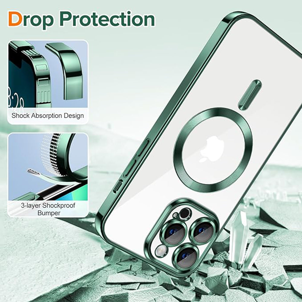 Husa de protectie Techsuit Luxury Crystal MagSafe compatibil cu iPhone 13 Pro Max, Verde inchis