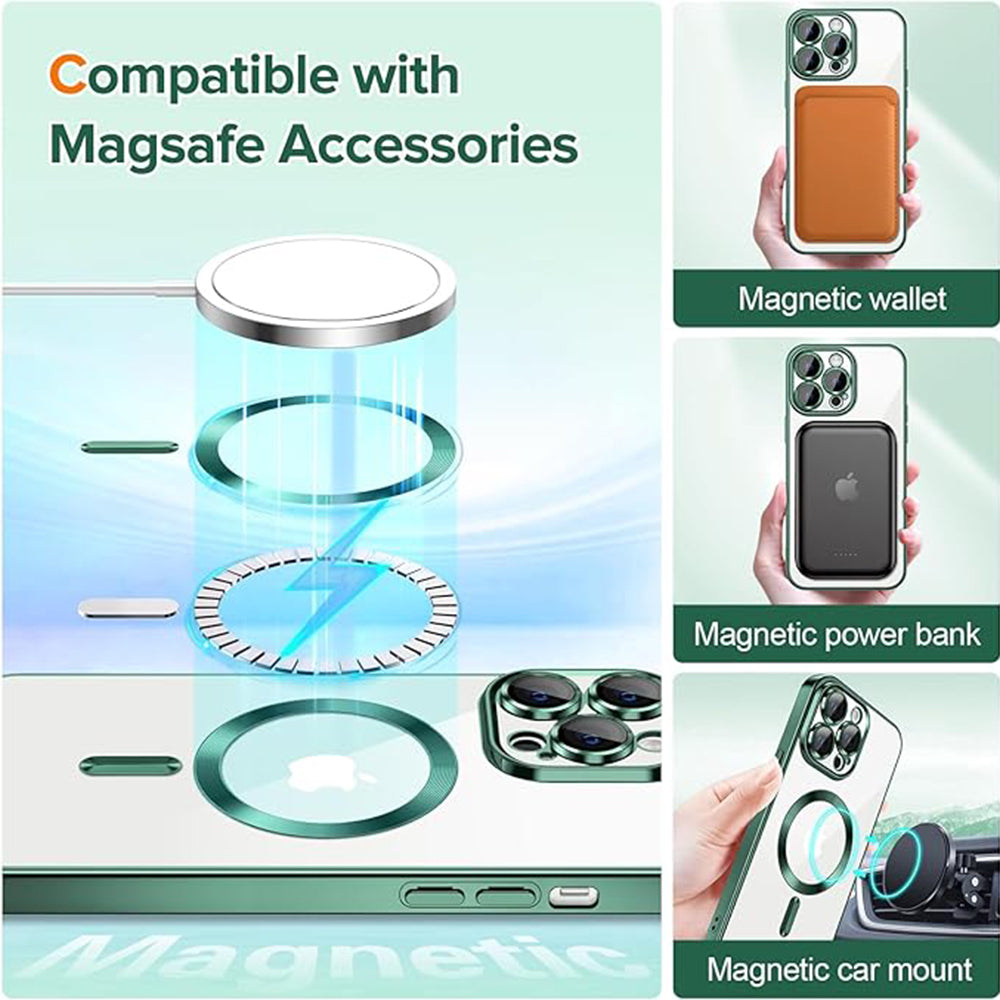 Husa de protectie Techsuit Luxury Crystal MagSafe compatibil cu iPhone 13 Pro, Verde inchis