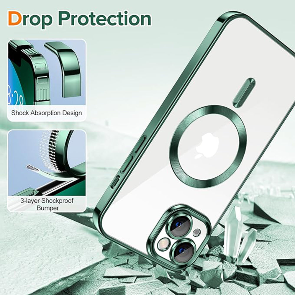 Husa de protectie Techsuit Luxury Crystal MagSafe compatibil cu iPhone 13, Verde inchis