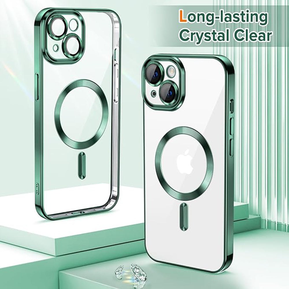 Husa de protectie Techsuit Luxury Crystal MagSafe compatibil cu iPhone 13, Verde inchis