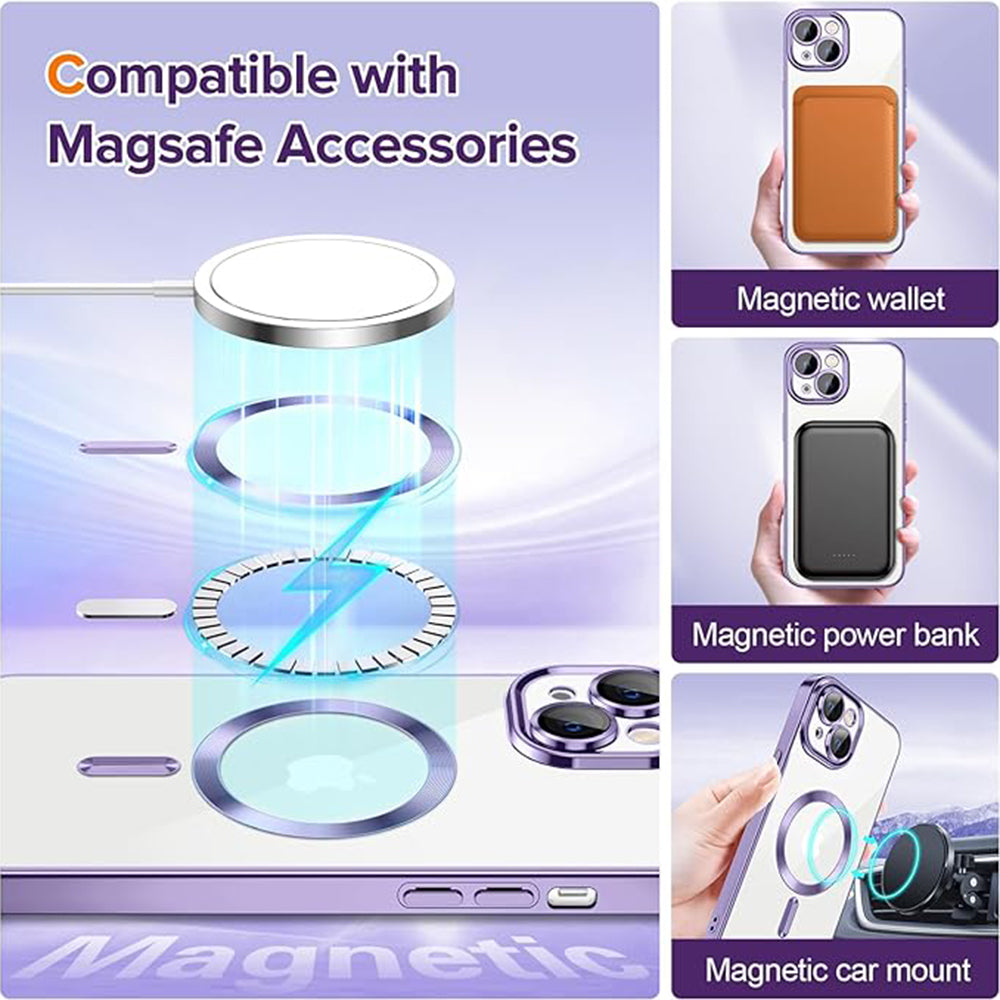 Husa de protectie Techsuit Luxury Crystal MagSafe compatibil cu iPhone 13, Mov