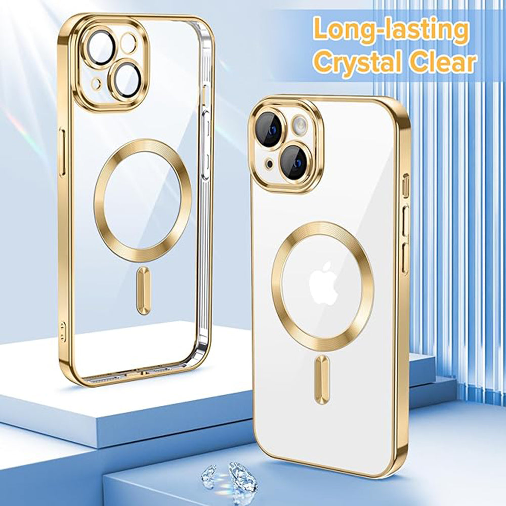 Husa de protectie Techsuit Luxury Crystal MagSafe compatibil cu iPhone 13, Auriu