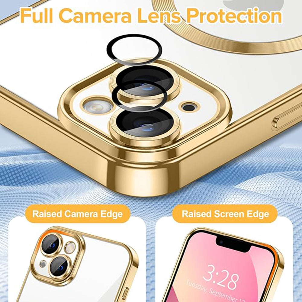 Husa de protectie Techsuit Luxury Crystal MagSafe compatibil cu iPhone 13, Auriu