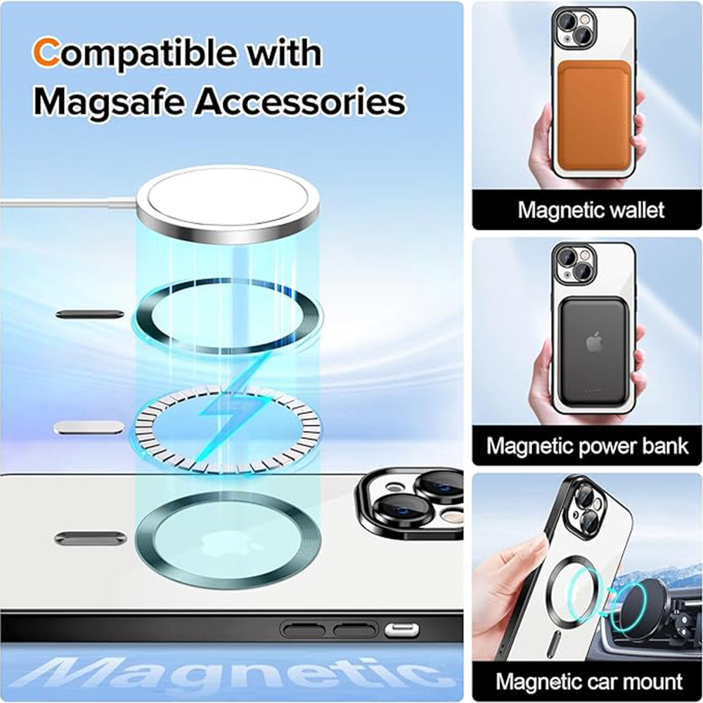 Husa de protectie Techsuit Luxury Crystal MagSafe compatibil cu iPhone 13, Negru